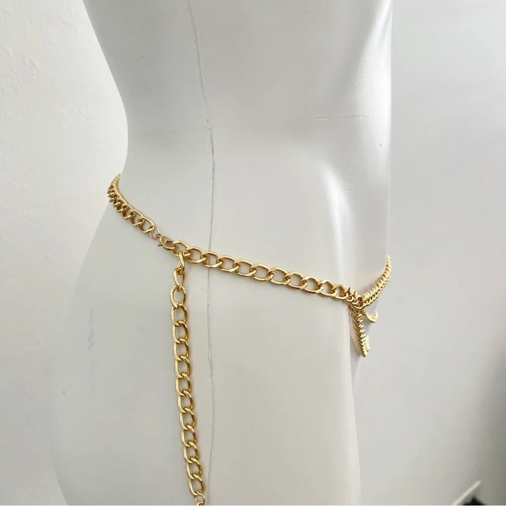 Chic layered Gold Chain Belt womens accessories NWT